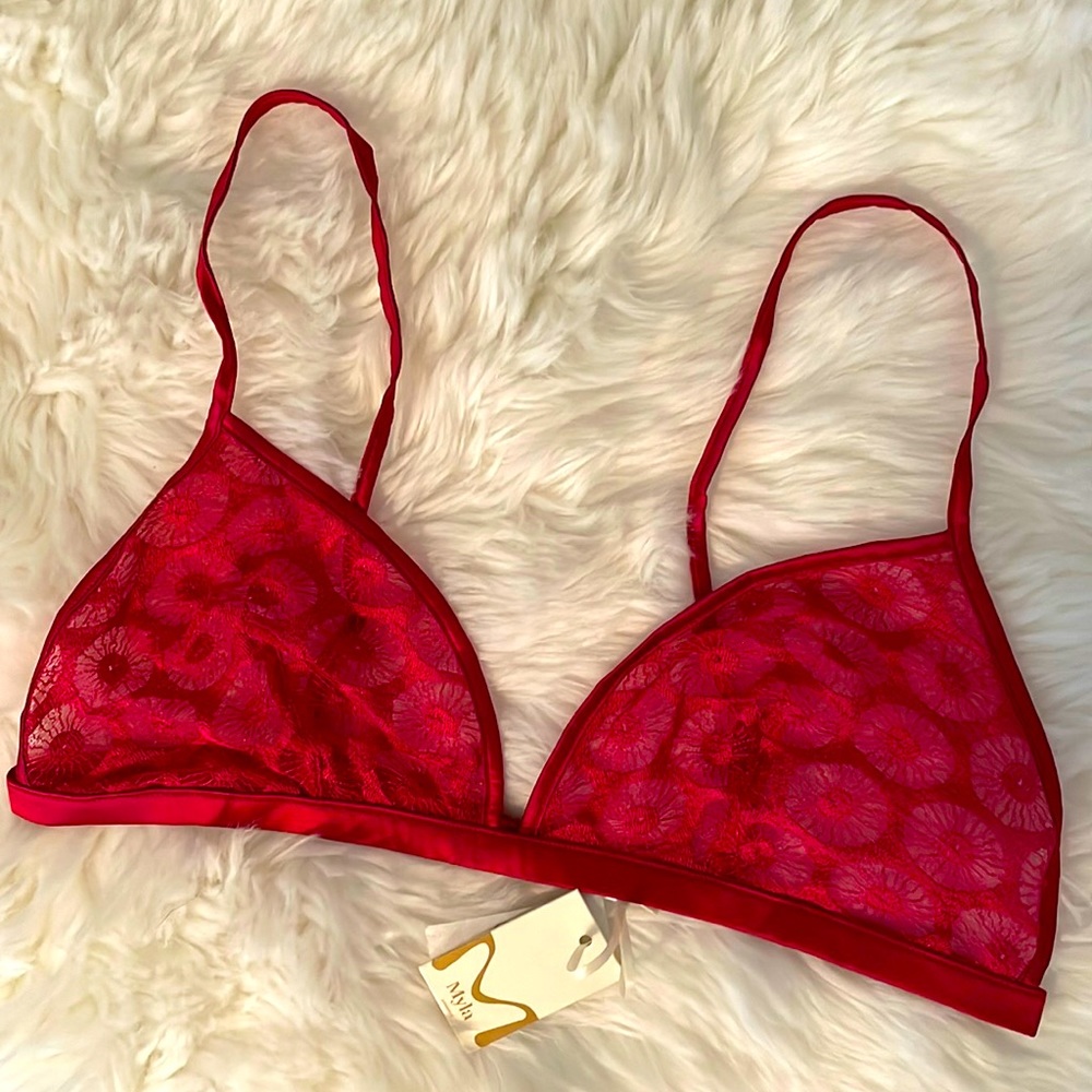 🎁 NWT Myla London Carnaby Red Silk Lace Bralette